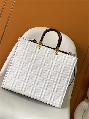 Fen.di SUNSHINE Medium White Leather Shopper