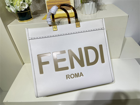 Fen.di SUNSHINE Medium White Leather Shopper