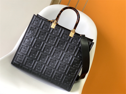 Fen.di SUNSHINE Medium Black Leather Shopper