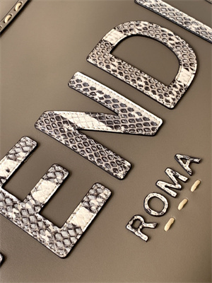 Fen.di SUNSHINE Medium Dove Grey Leather and Elaphe Shopper