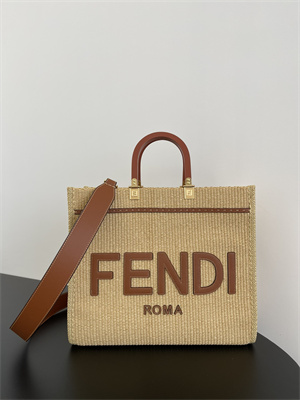 Fen.di SUNSHINE Medium Natural Straw Shopper