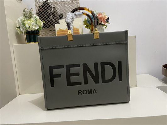 Fen.di SUNSHINE Medium Dk Grey Leather Shopper