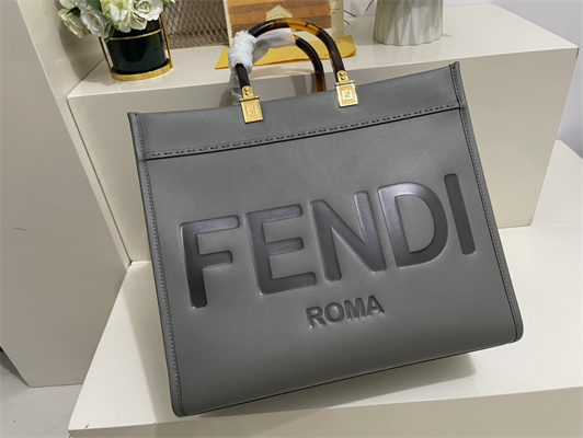 Fen.di SUNSHINE Medium Dk Grey Leather Shopper