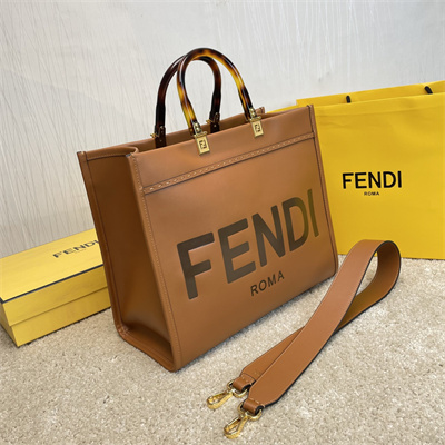 Fen.di SUNSHINE Medium Brown Leather Shopper