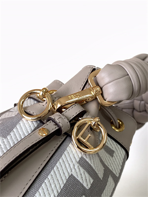 Fen.di MON TRESOR Dove Grey Canvas FF Mini Bag