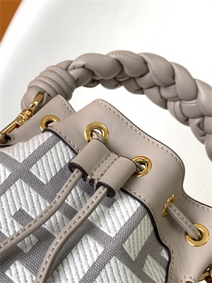 Fen.di MON TRESOR Dove Grey Canvas FF Mini Bag