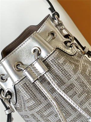 Fen.di MON TRESOR Silver Leather Mini Bag With Crystal FF Motif