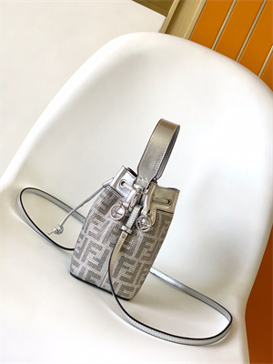 Fen.di MON TRESOR Silver Leather Mini Bag With Crystal FF Motif