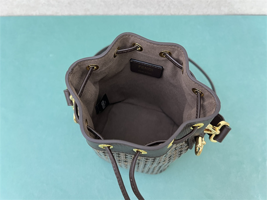 Fen.di MON TRESOR Brown FF Jacquard Fabric Mini Bag With Sequins