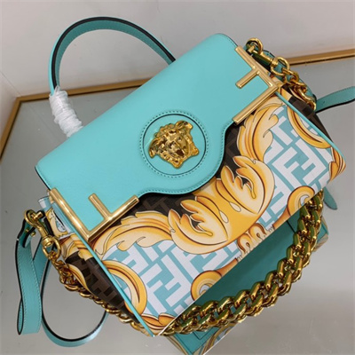 Fen.di Fendace LA Medusa Meidum Handbag Blue