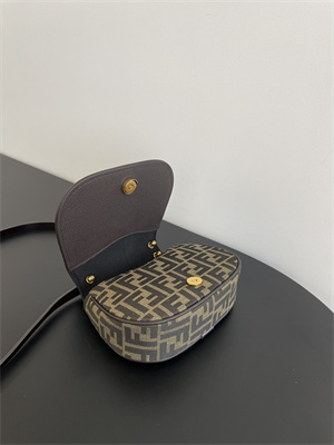 Fen.di C’mon Mini Brown FF Jacquard Fabric Bag