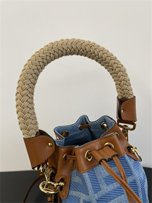 Fen.di MON TRESOR Light Blue Denim Mini Bag With FF Embroidery