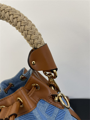 Fen.di MON TRESOR Light Blue Denim Mini Bag With FF Embroidery