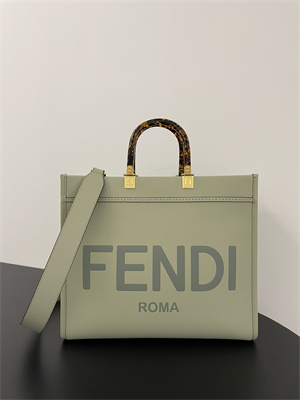Fen.di SUNSHINE Medium Green Leather Shopper