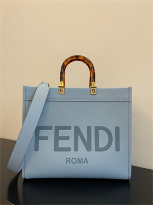 Fen.di SUNSHINE Medium Blue Leather Shopper