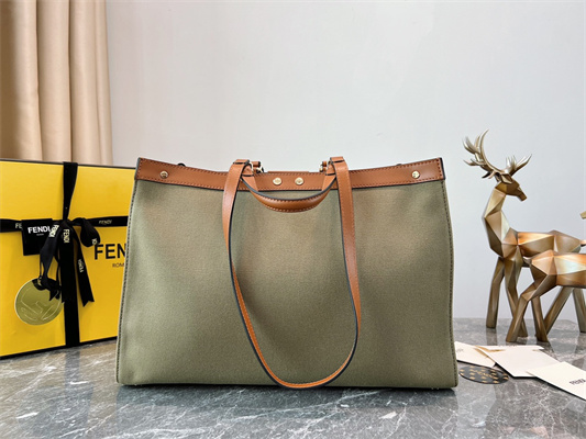 Fen.di Peekaboo X-Tote  Green Color Canvas