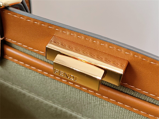 Fen.di Peekaboo X-Tote  Green Color Canvas