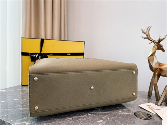 Fen.di Peekaboo X-Tote  Green Color Canvas