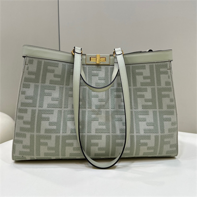 Fen.di Peekaboo X-Tote FF Canvas Lt Green Color