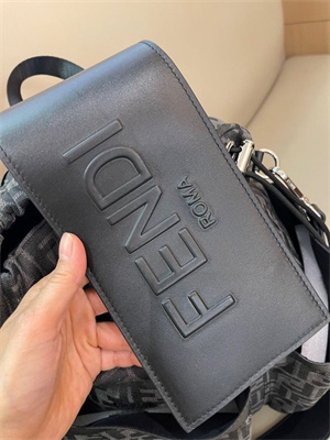 Fen.di Strike Medium Backpack Jacquard Fabric With Black and Grey FF Motif