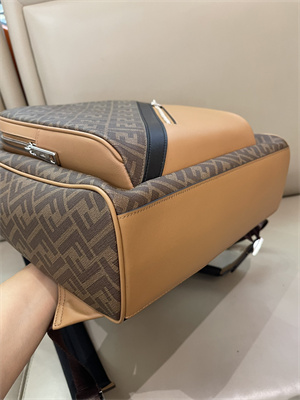 Fen.di Chiodo Diagonal Brown FF Canvas Backpack