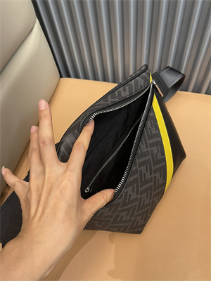 Fen.di Diagonal Grey Fabric Belt Bag