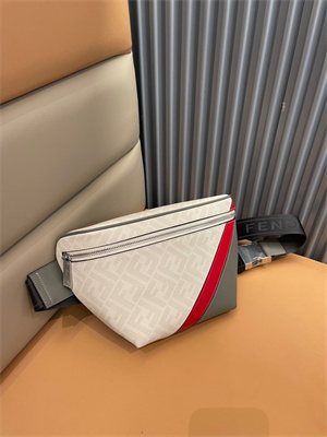 Fen.di Diagonal Cream Fabric Belt Bag