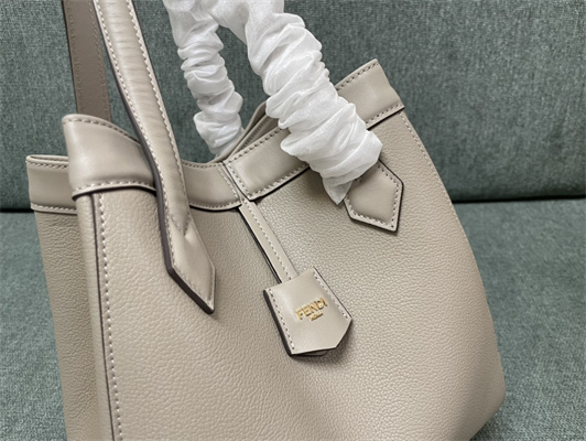 Fen.di ORIGAMI Medium Tourterelle Grey Leather Bag That Can be Transformed