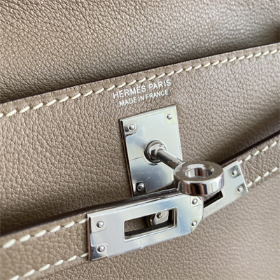 Kelly Danse Bag Evercolor Leather Silver Tone Metal In Etoupe Color HS