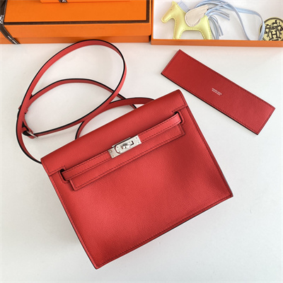 Kelly Danse Bag Evercolor Leather Silver Tone Metal In Rouge Casaque Color HS