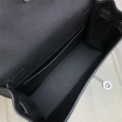 Kelly Danse Bag Evercolor Leather Silver Tone Metal In Black Color HS