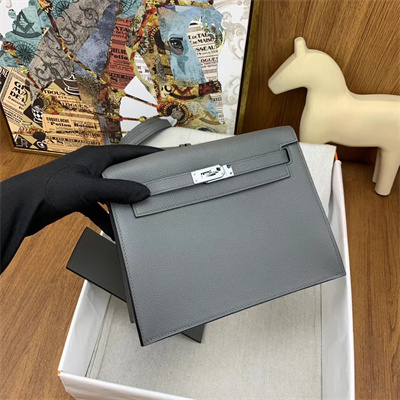 Kelly Danse Bag Evercolor Leather Silver Tone Metal In Gris Meyer Color HS