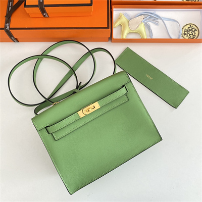 Kelly Danse Bag Evercolor Leather Gold Tone Metal In Vert Criquet Color HS