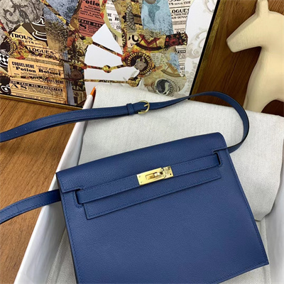 Kelly Danse Bag Evercolor Leather Gold Tone Metal In Deep Blue Color HS