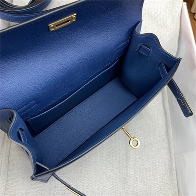 Kelly Danse Bag Evercolor Leather Gold Tone Metal In Deep Blue Color HS