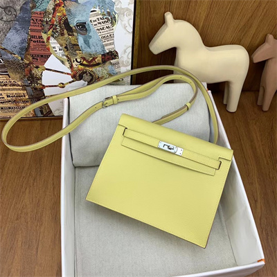 Kelly Danse Bag Evercolor Leather Silver Tone Metal In Jaune Poussin Color HS