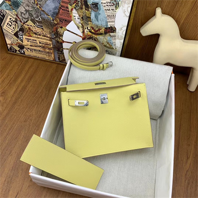 Kelly Danse Bag Evercolor Leather Silver Tone Metal In Jaune Poussin Color HS