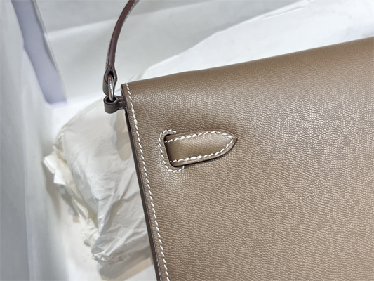 Kelly Elan Bag Madame Leather Silver Tone Metal In Trench Color HS