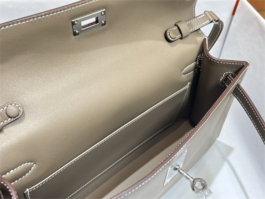 Kelly Elan Bag Madame Leather Silver Tone Metal In Trench Color HS