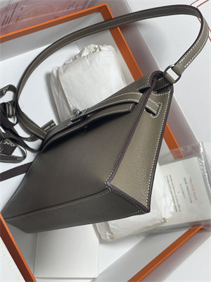 Kelly Elan Bag Goatskin Leather Silver Tone Metal In Etoupe Color HS