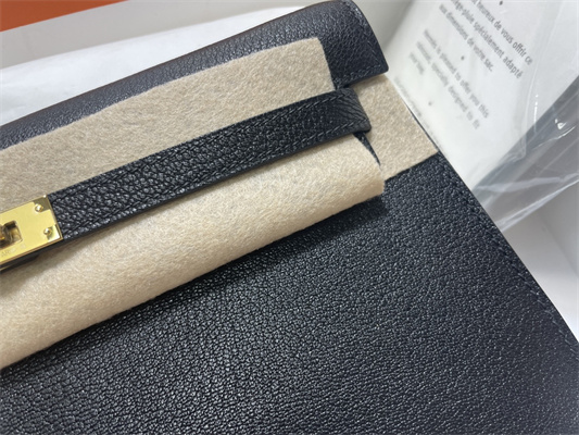 Kelly Elan Bag Goatskin Leather Gold Tone Metal In Black Color HS