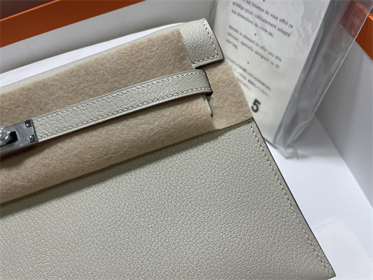 Kelly Elan Bag Goatskin Leather Silver Tone Metal In Craie Color HS