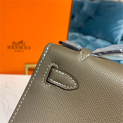 Kelly Pochette Bag Epsom Leather Gold/Silver hardware In Etoupe Color HS