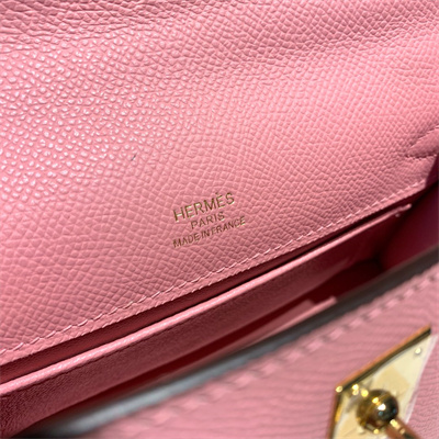 Kelly Pochette Bag Epsom Leather Gold/Silver hardware In Pink Color HS