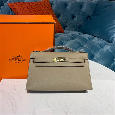 Kelly Pochette Bag Epsom Leather Gold/Silver hardware In Trench Color HS