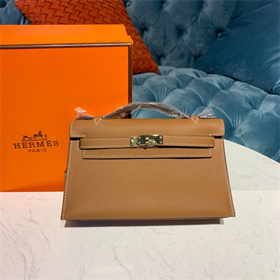 Kelly Pochette Bag Epsom Leather Gold/Silver hardware In Cameral Color HS