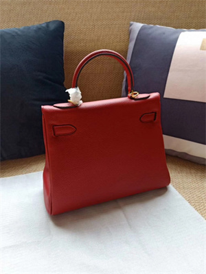 Kelly Retourne Bag Calfskin Leather 25/28CM Gold/Silver Hardware In Red Color