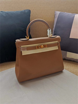 Kelly Retourne Bag Calfskin Leather 25/28CM Gold/Silver Hardware In Caramel Color