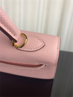 Kelly Sellier Bag Epsom Leather 25/28CM Gold/Silver Hardware In Rose Sakura Color HS