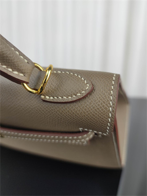 Kelly Sellier Bag Epsom Leather 25/28CM Gold/Silver Hardware In Etoupe Color HS